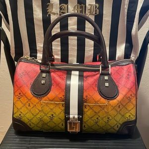 L.A.M.B. Mandeville satchel in Rasta Ombre print